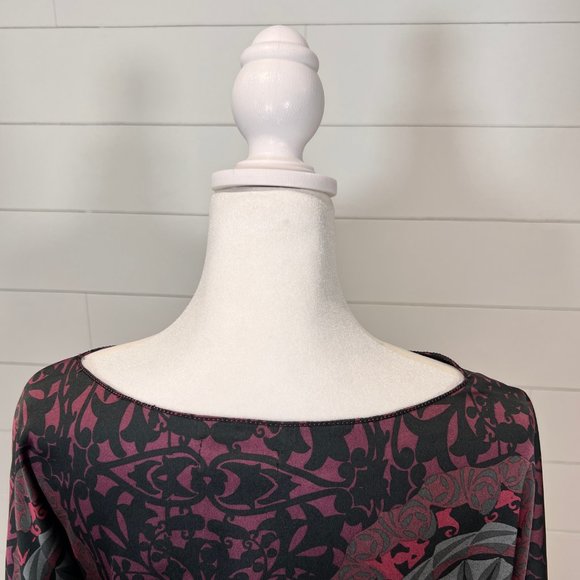 MSSP Black Burgundy and Gray Satin Blouse Size M - Picture 7 of 9